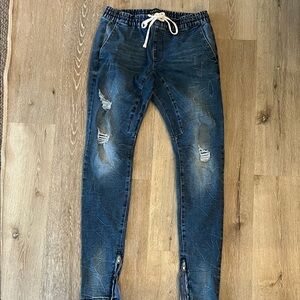 PacSun Men's Distressed Skinny Jeans - Dark Blue